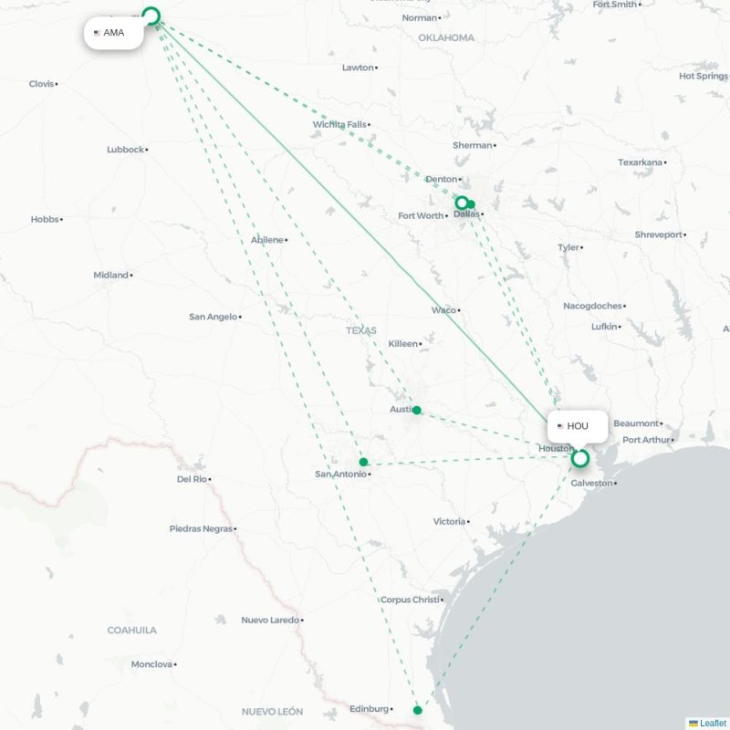 AMA - HOU route map