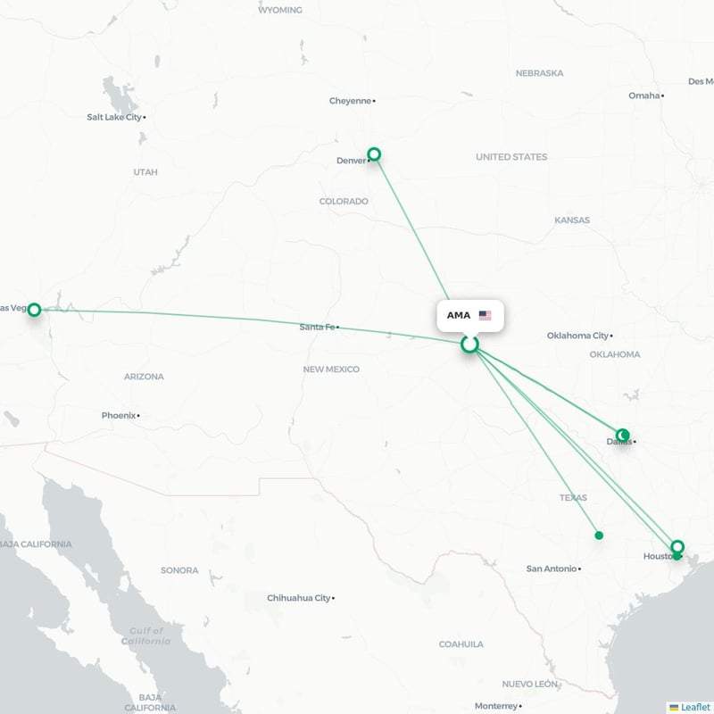 Route map Amarillo  AMA airport