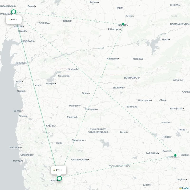 AMD - PNQ route map