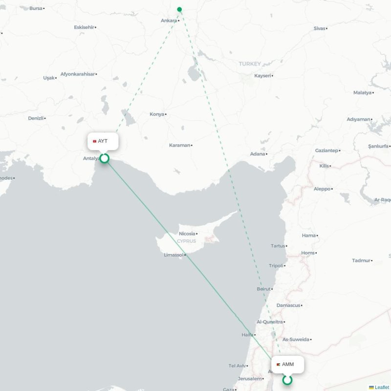 AMM - AYT route map