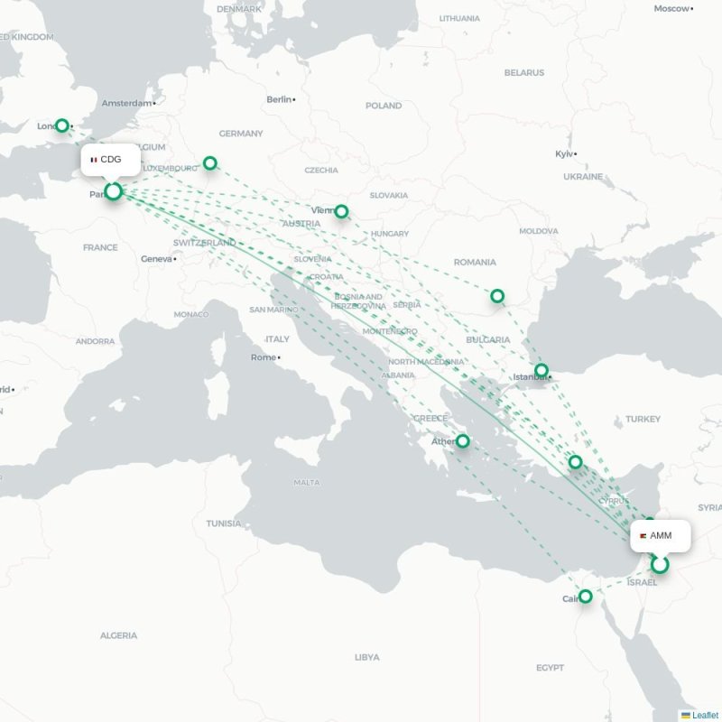 AMM - CDG route map