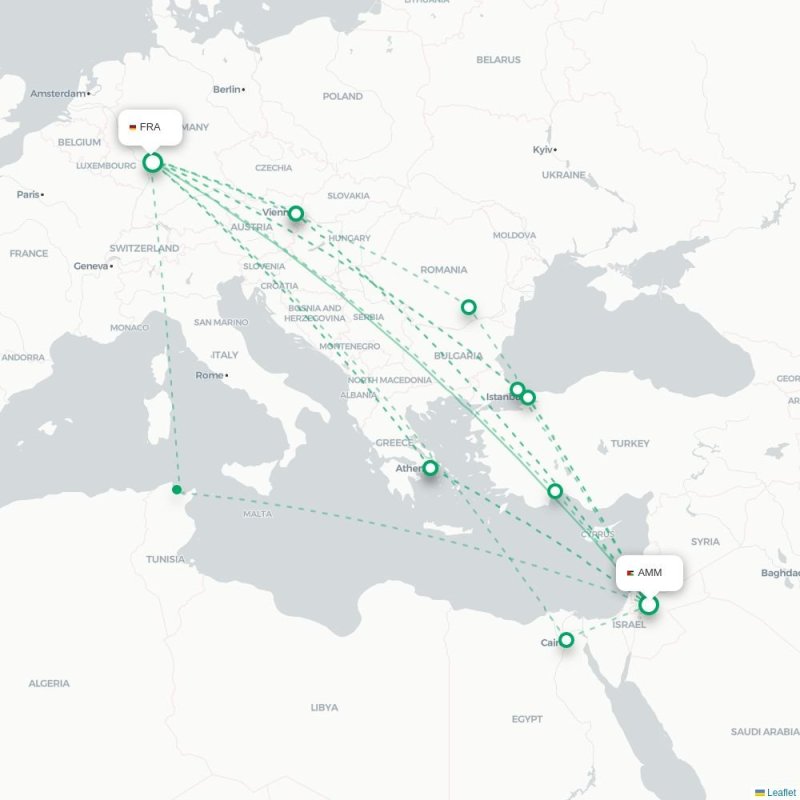 AMM - FRA route map