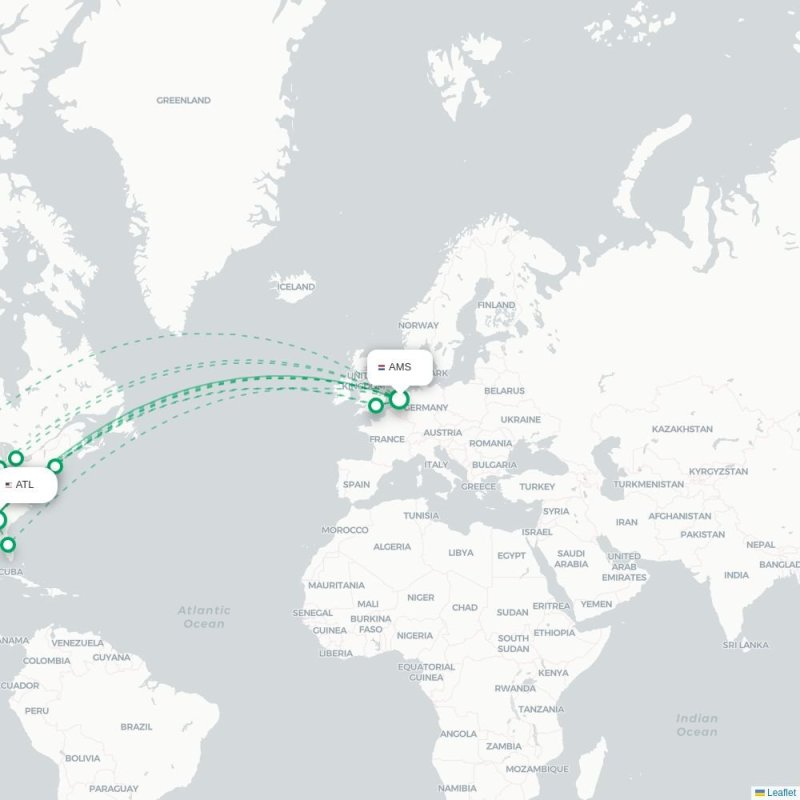 AMS - ATL route map