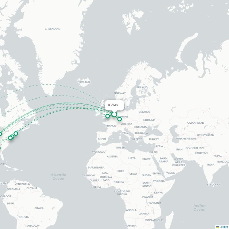 AMS - AUS route map