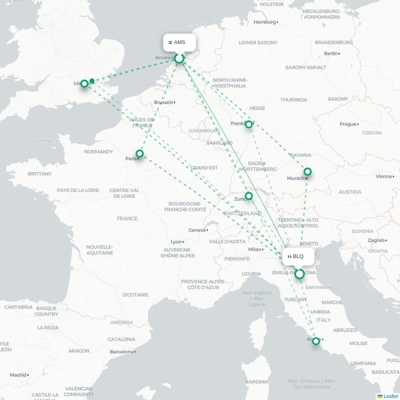 AMS - BLQ route map