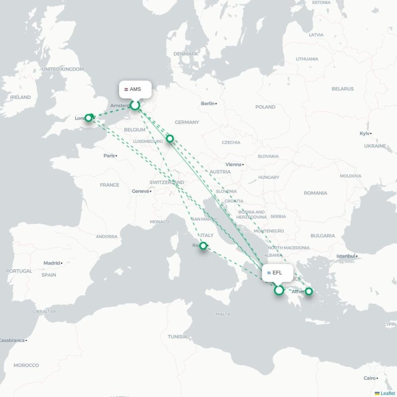 AMS - EFL route map