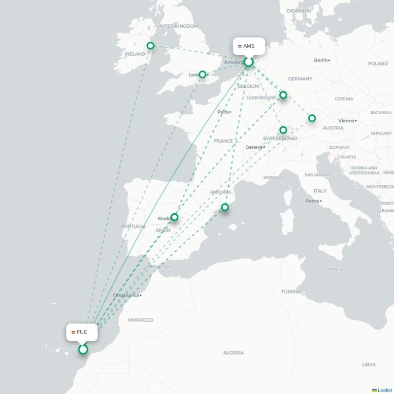 AMS - FUE route map