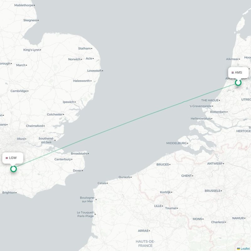 AMS - LGW route map