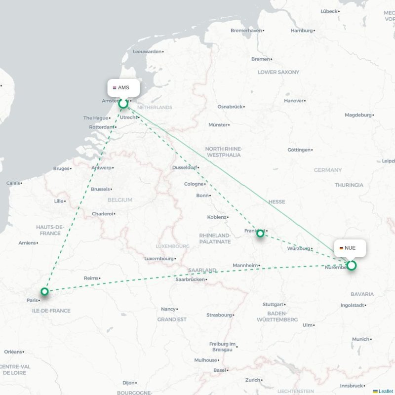 AMS - NUE route map