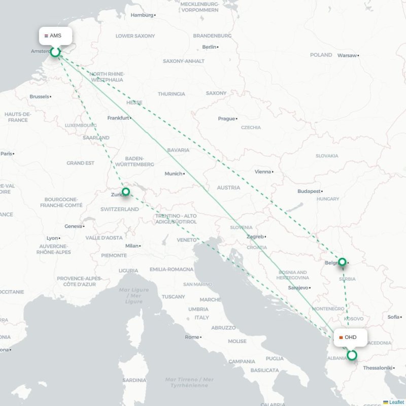 AMS - OHD route map
