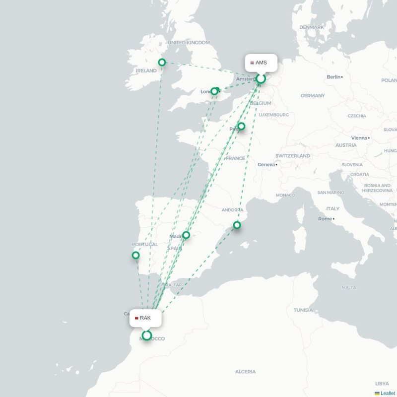 AMS - RAK route map