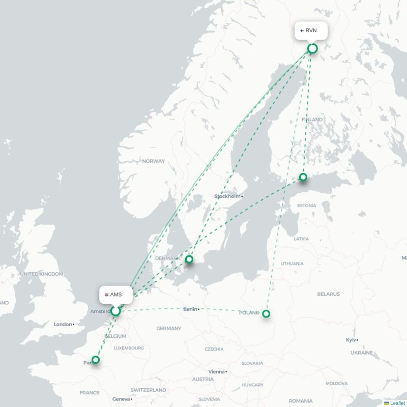 AMS - RVN route map