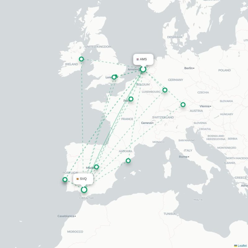 AMS - SVQ route map