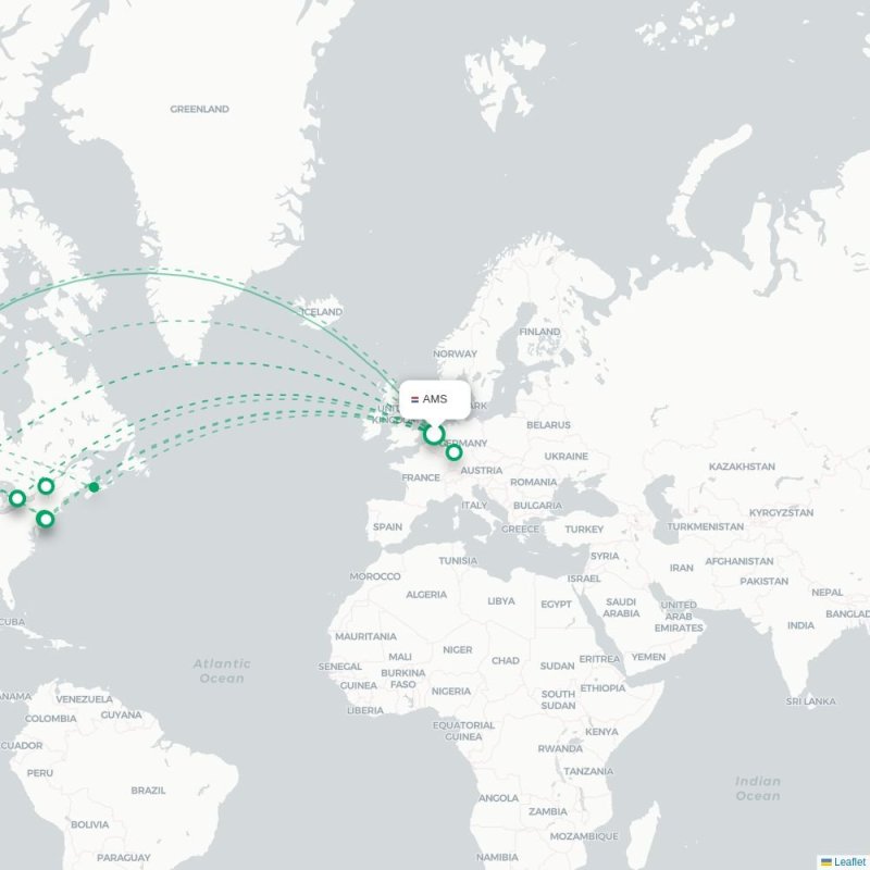 AMS - YYC route map