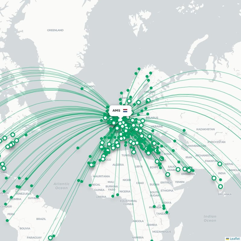 Route map Amsterdam  AMS 