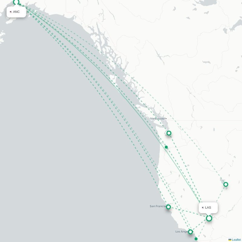 ANC - LAS route map