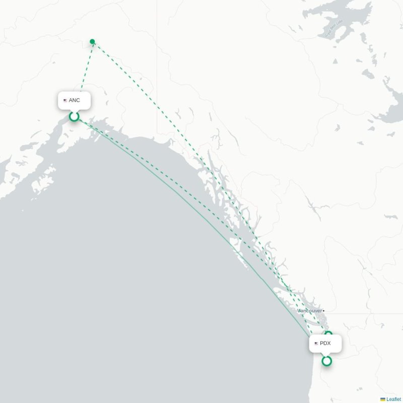 ANC - PDX route map