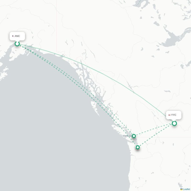 ANC - YYC route map