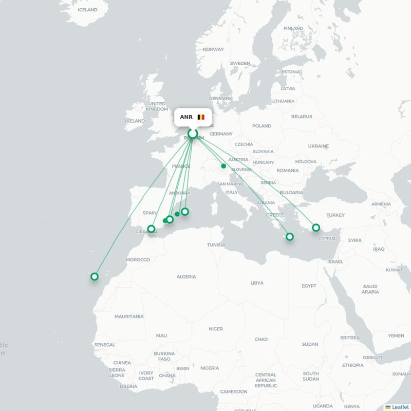 Route map Antwerp  ANR airport
