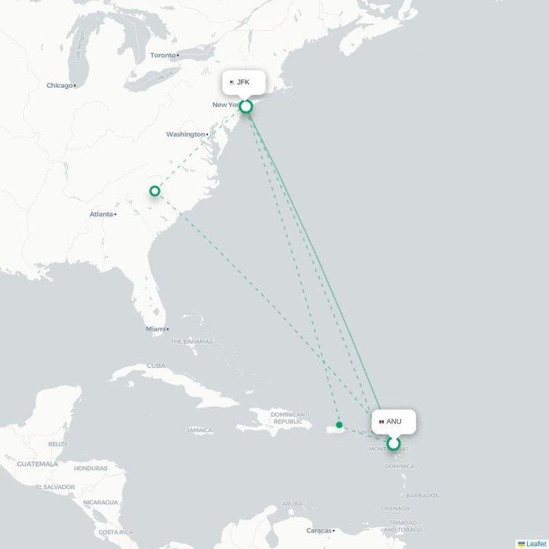 ANU - JFK route map