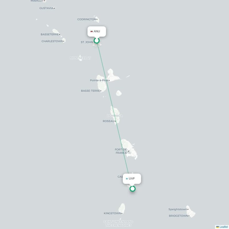 ANU - UVF route map
