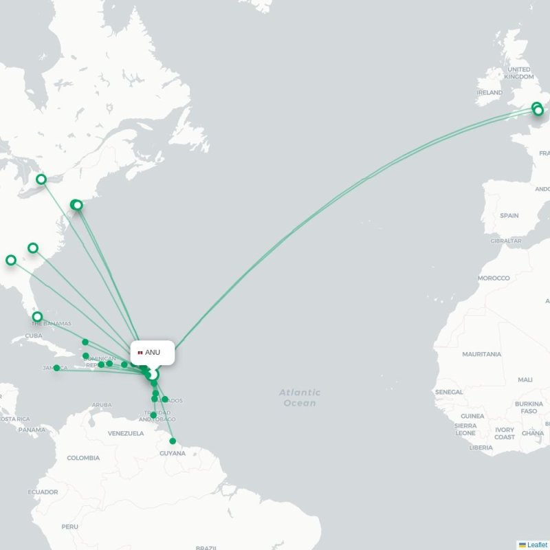 ANU - SXM route map