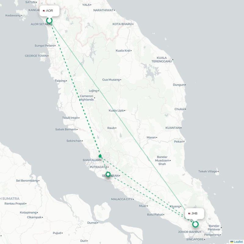 AOR - JHB route map