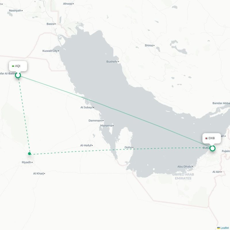 AQI - DXB route map