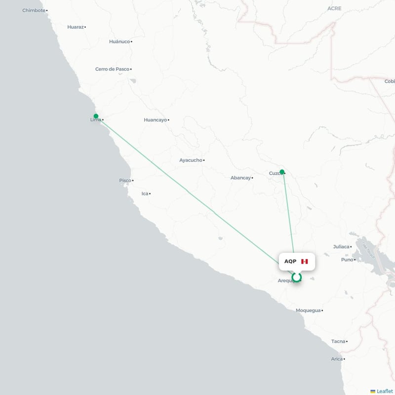 Route map Arequipa  AQP airport