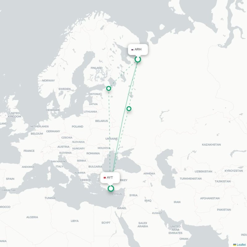 ARH - AYT route map