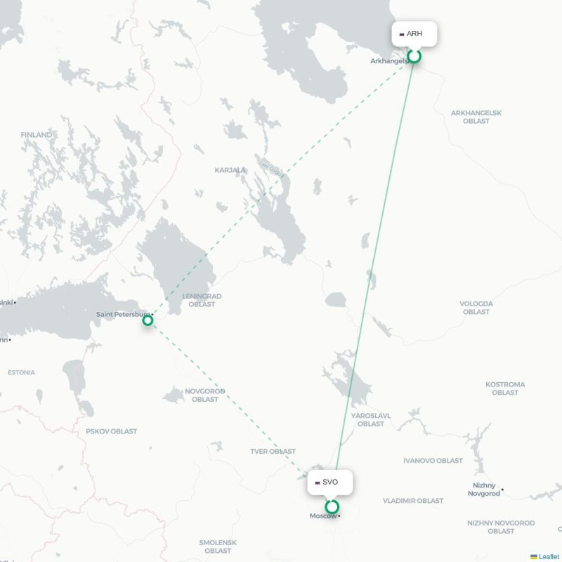 ARH - SVO route map