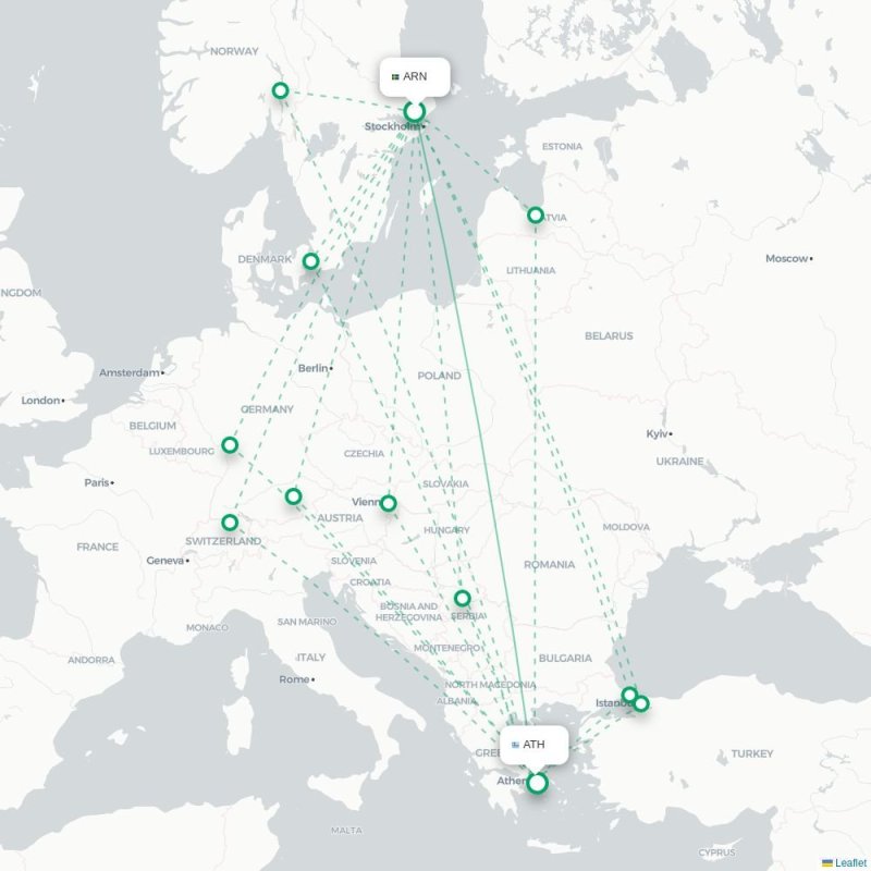 ARN - ATH route map