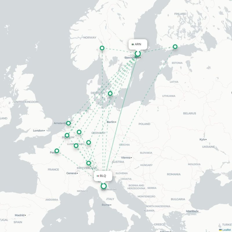 ARN - BLQ route map