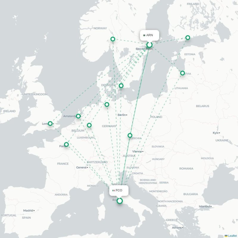 ARN - FCO route map