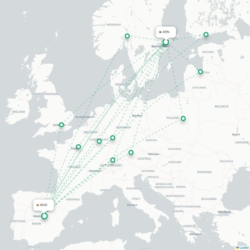 ARN - MAD route map