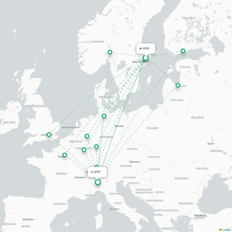 ARN - MXP route map