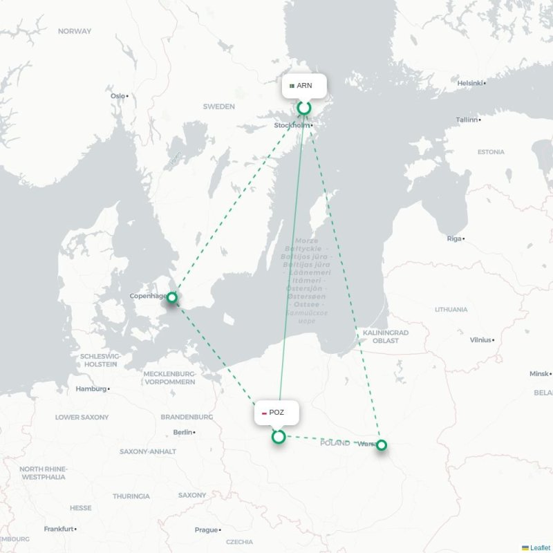 ARN - POZ route map