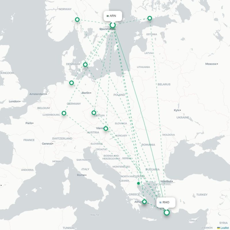ARN - RHO route map