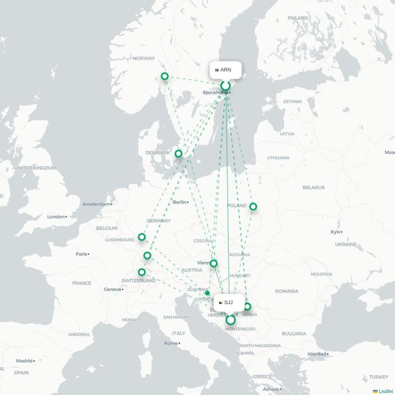 ARN - SJJ route map