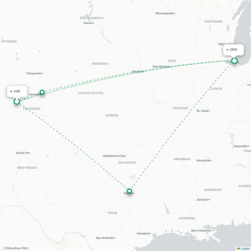 ASE - ORD route map