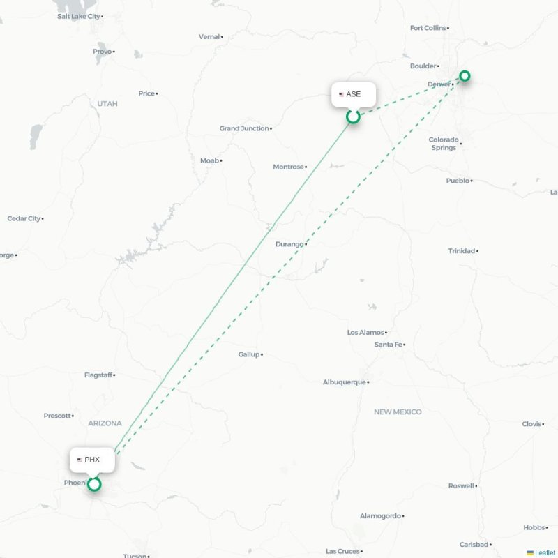 ASE - PHX route map