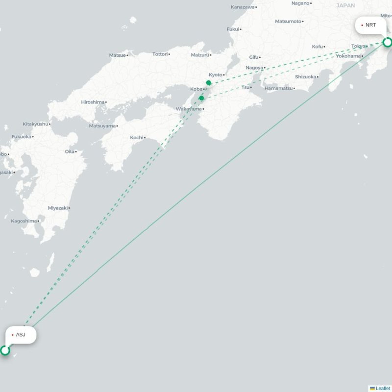 ASJ - NRT route map