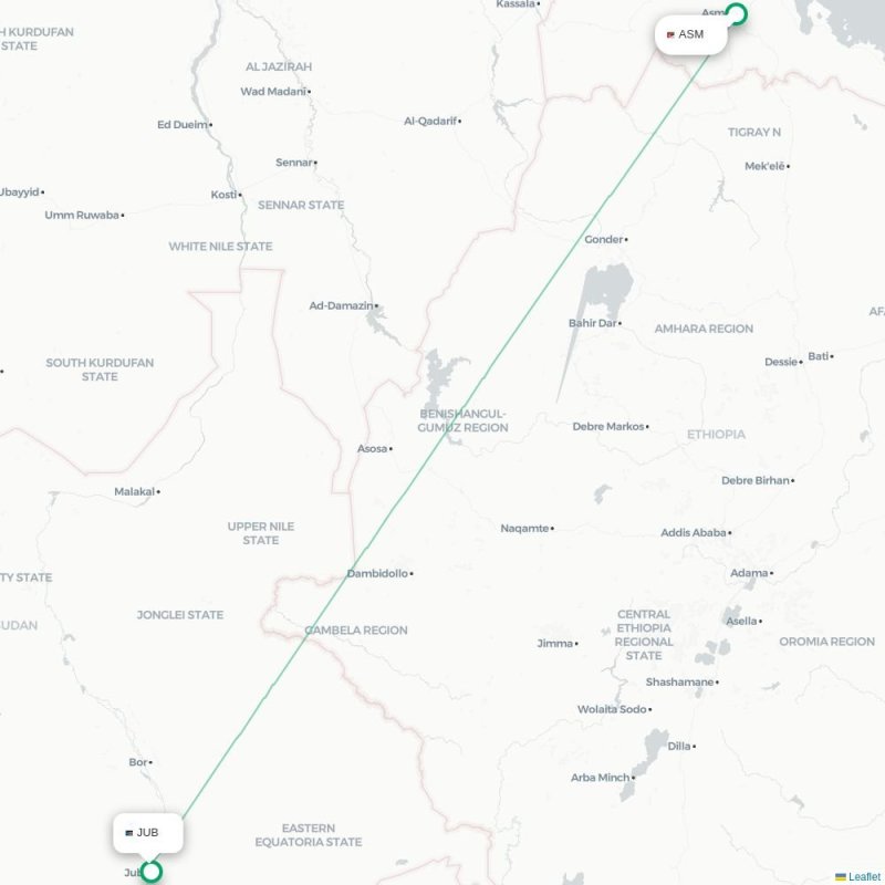 ASM - JUB route map