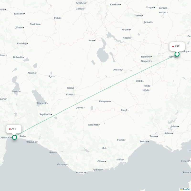 ASR - AYT route map