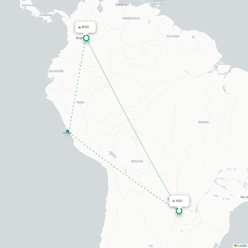 ASU - BOG route map