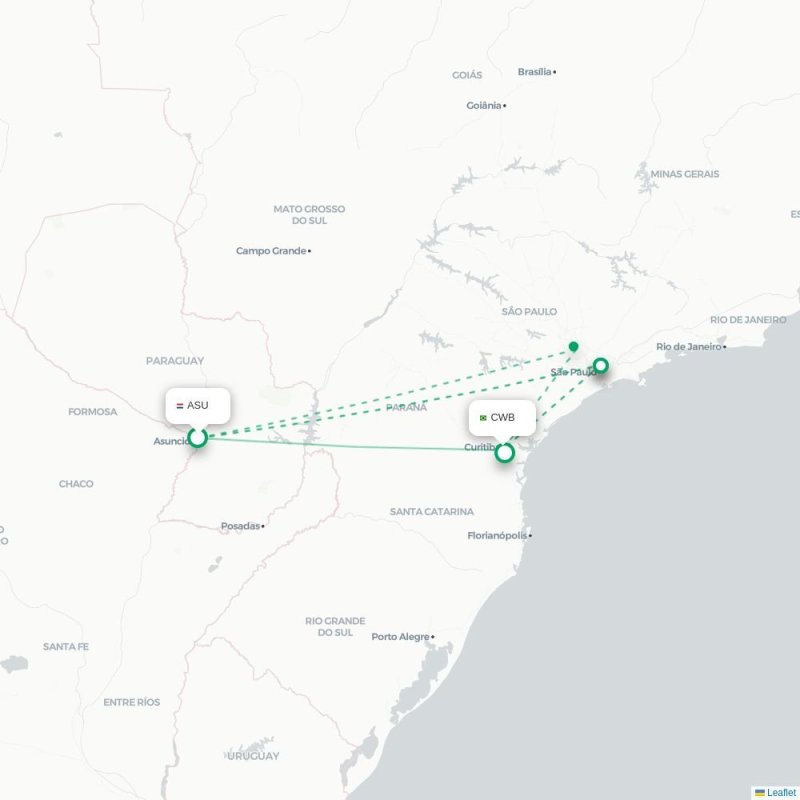 ASU - CWB route map