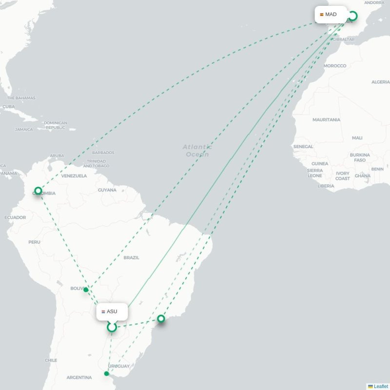 ASU - MAD route map