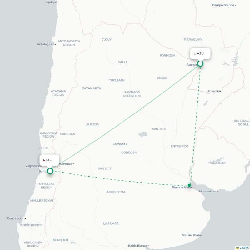 ASU - SCL route map