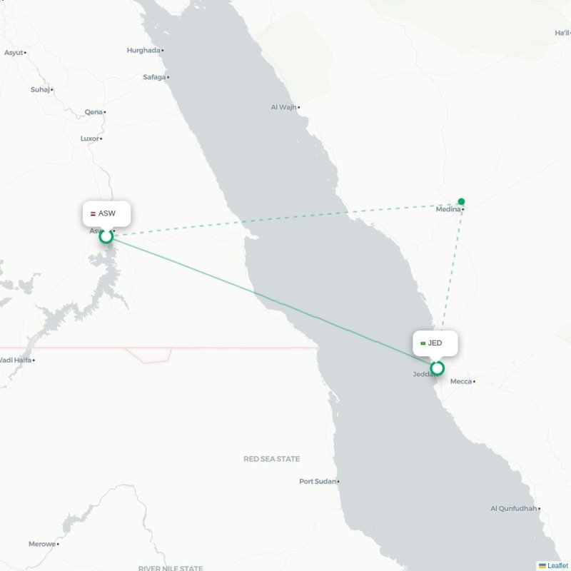 ASW - JED route map