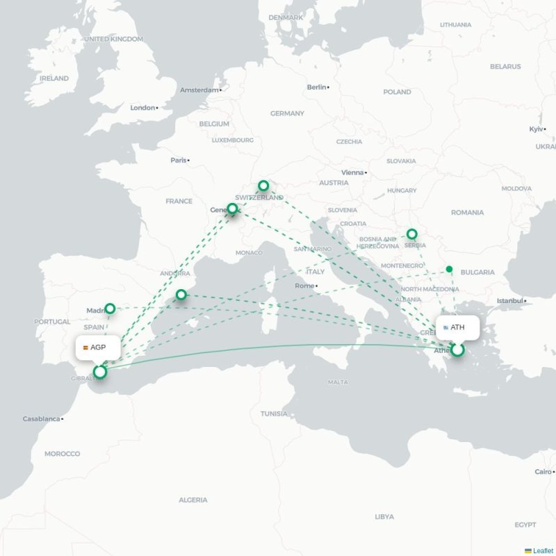 ATH - AGP route map